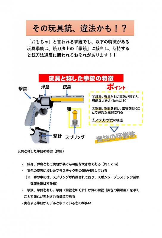 その玩具銃違法かもチラシ