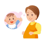 妊婦さんと赤ちゃんとイラスト