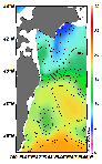 AMSRによる2025年1月16日の房総から道東沖合の海面水温4℃台から20℃台となっている