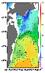 AMSRによる2025年1月20日の房総から道東沖合の海面水温3℃台から19℃台となっている